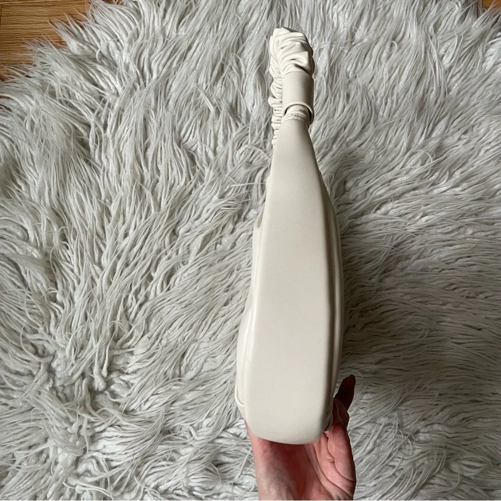 Sinbono Vegan Faux Lambskin Leather Ava Ivory Scrunch Handle Hobo Bag One Size